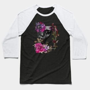 Floral Goth Girl Baseball T-Shirt